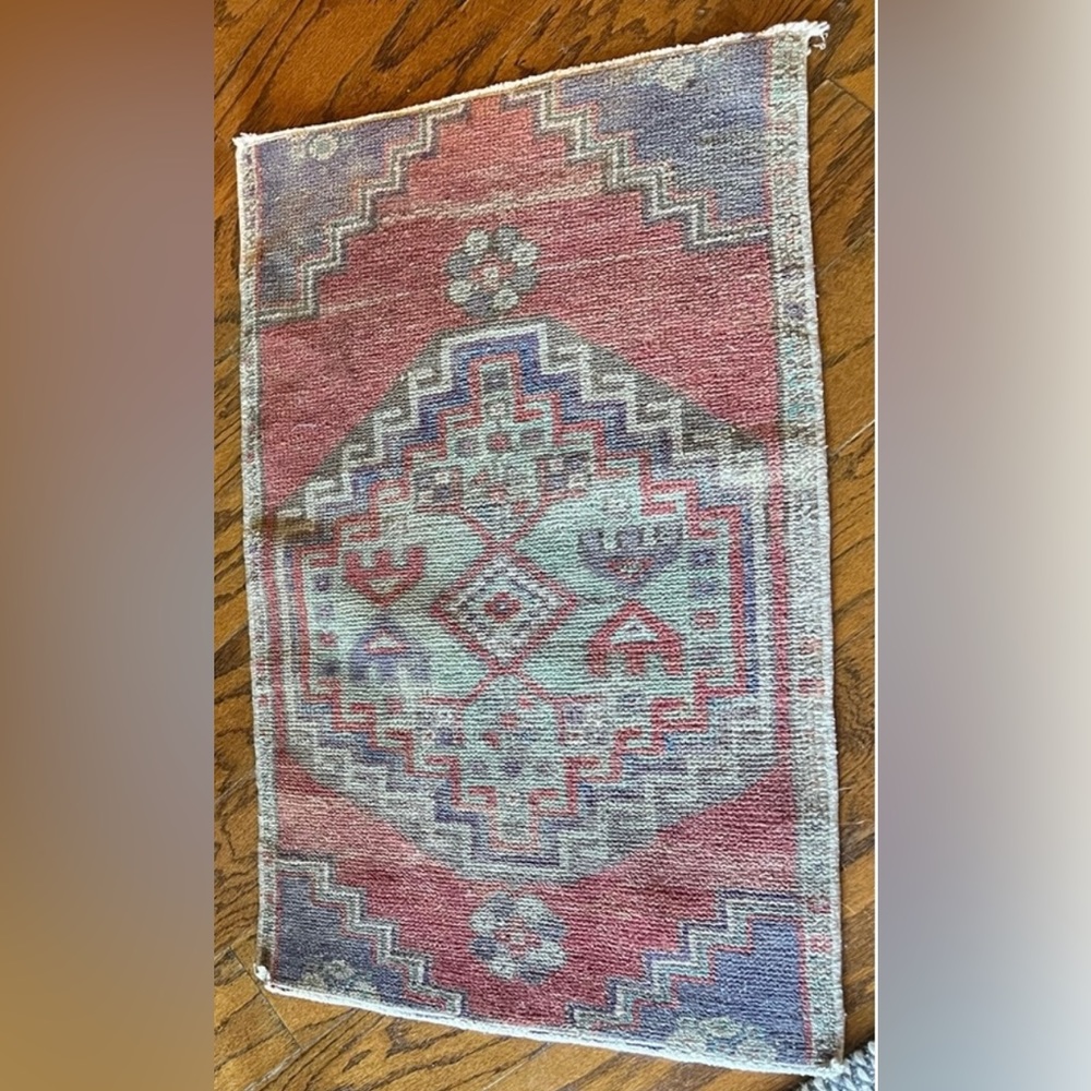 Vintage Turkish Oushak Rug Small Runner Doormat Accent Orange Wool rug